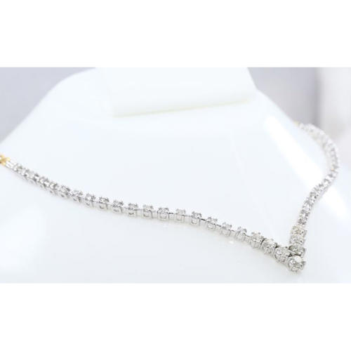 14 K / 585 White & Yellow Gold Diamond String Necklace