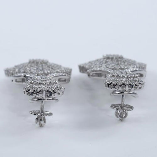 IGI Cert. 14 K White Gold Diamond Chandelier Earrings