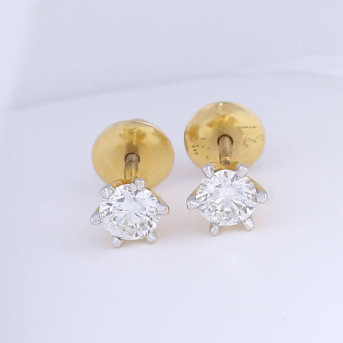 18 K Yellow Gold IGI Certified Solitaire Diamond Earrings