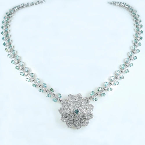 14K White Gold 22.59 Ct. Alexandrite & Diamond Necklace
