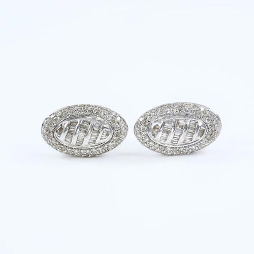 14 K White Gold Diamond Pendant Necklace & Earrings