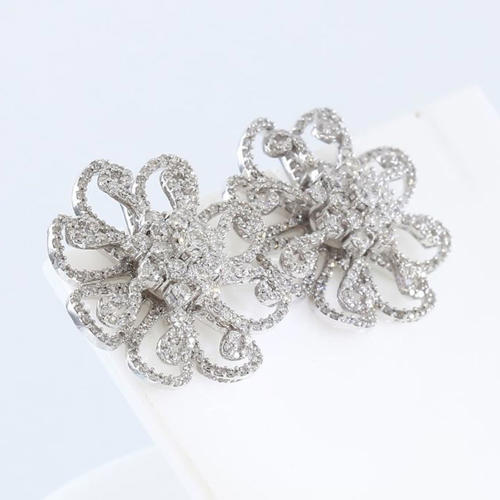 14 K White Gold Diamond Pendant with Earrings