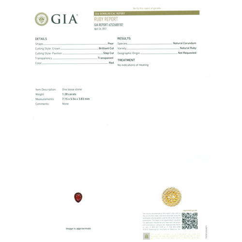 14 K White Gold Ruby (GIA Certified) & Diamond Pendant