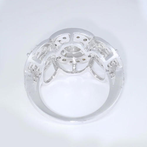 14 K White Gold Designer 3 Solitaire Diamond Ring
