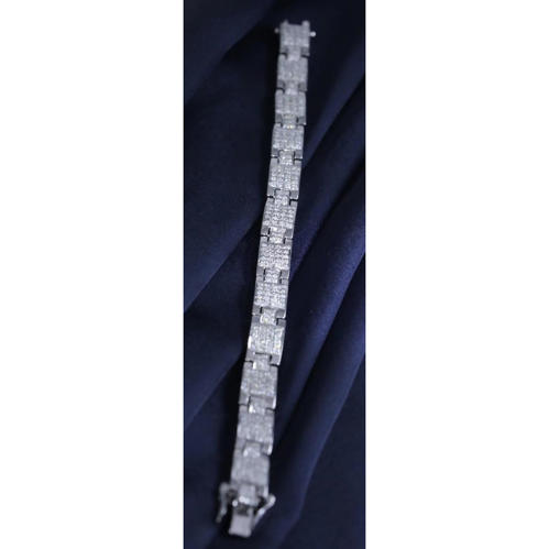 14 K / 585 White Gold Diamond Men's Bracelet