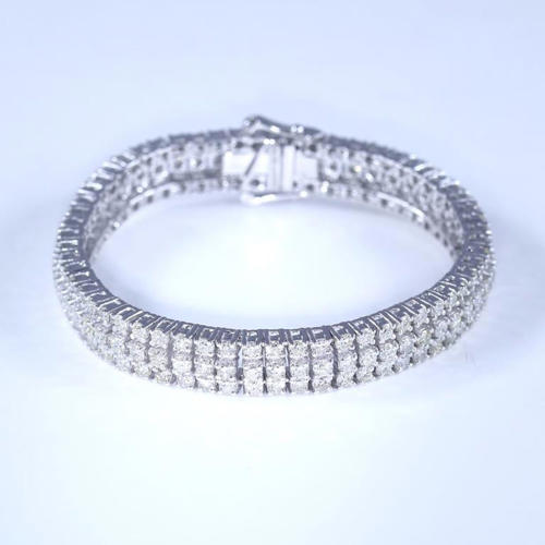 14 K White Gold 3 Line Tennis Bracelet with Diamonds