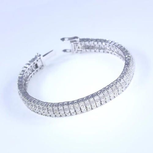 14 K White Gold 3 Line Tennis Bracelet with Diamonds
