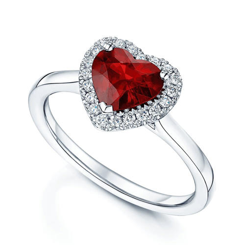 14 K / 585 White Gold Ruby & Diamond Ring