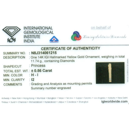 IGI Certified 14 K / 585 Yellow Gold and Diamond Tie Pin