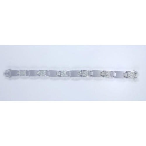 14 K / 585 White Gold Men's Diamond Bracelet