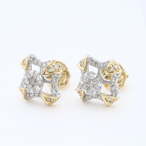 IGI Certified 18 K / 750 Yellow Gold Diamond Earring Studs