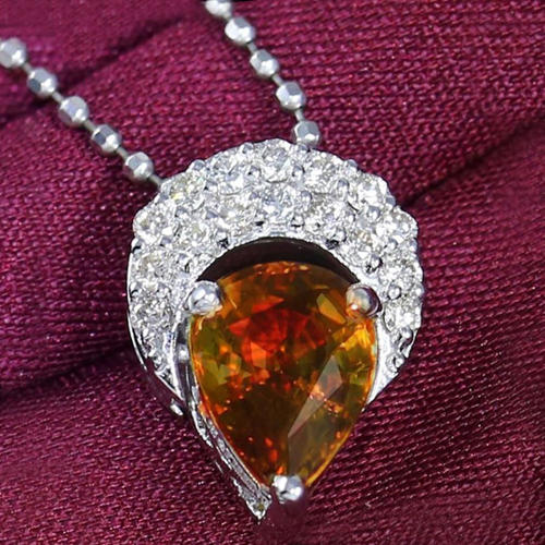14 K / 585 IGI Certified Alexandrite & Diamond Pendant Necklace