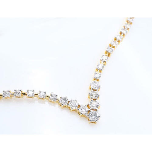 14K / 585 Yellow Gold Solitaire Diamond String Necklace