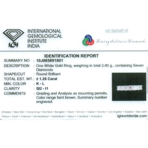 14 K / 585 White Gold IGI Certified 7 Solitaire Diamond Ring
