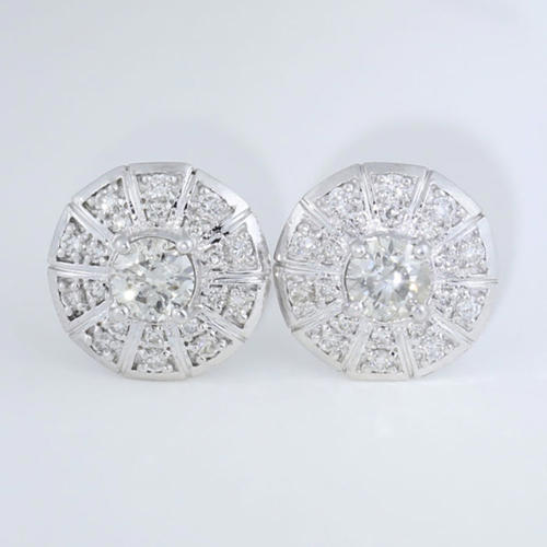 14 K / 585 White Gold Solitaire Diamond Earrings
