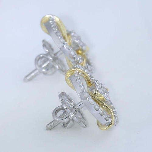 14 K / 585 White and Yellow Gold Diamond Earrings