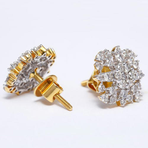 18 K / 750 Yellow Gold IGI Certified Diamond Earring Studs