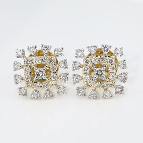 18 K / 750 Yellow Gold IGI Certified Diamond Earrings