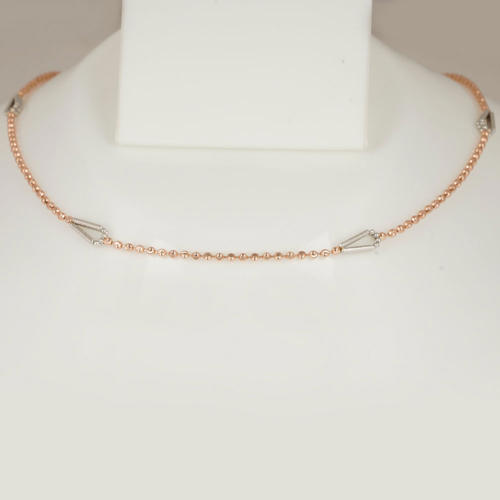 18 K / 750 Hallmarked Rose and White Gold Chain Necklace