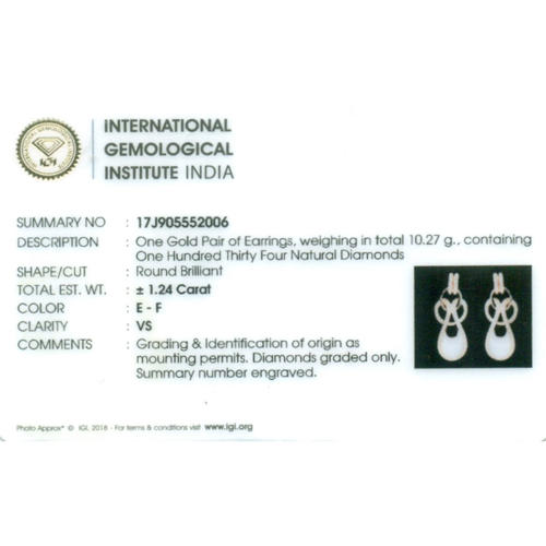 IGI Certified 18 K / 750 Rose Gold Diamond & MOP Earrings