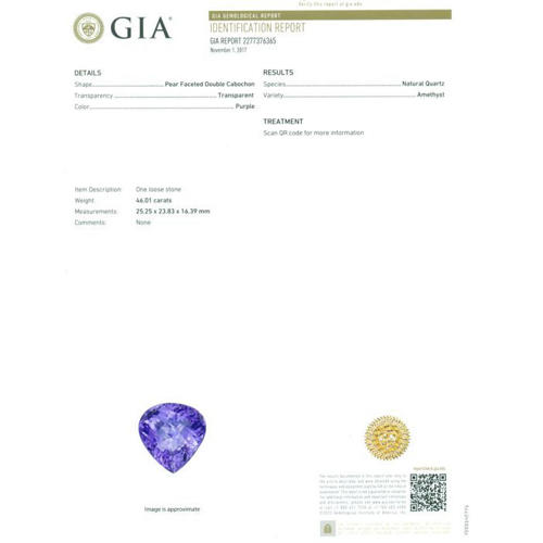 GIA Certified 46.01 ct. Purple Amethyst - BRAZIL