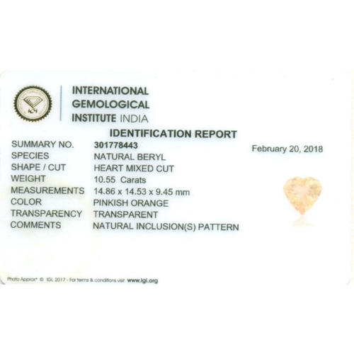 IGI Certified 10.55 ct. Beryl Untreated - BRAZIL