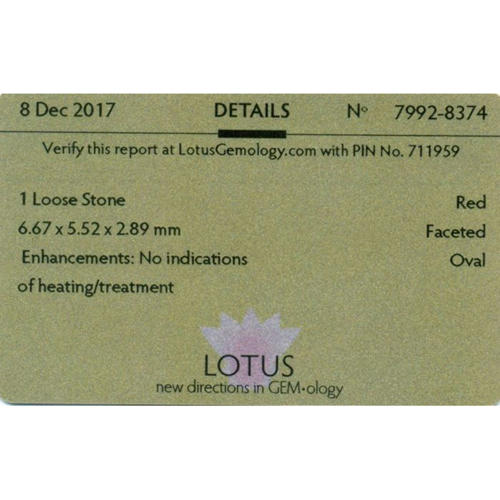 LOTUS Certified 1.01 ct. Untreated Ruby -MOZAMBIQUE