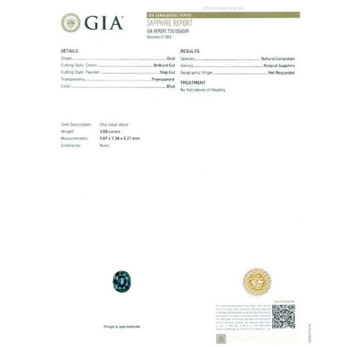 GIA Certified 3.00 ct. Untreated Blue Sapphire - BURMA