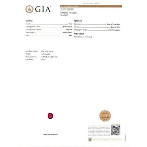 GIA Certified 1.21 ct. Untreated Ruby - BURMA, MYANMAR