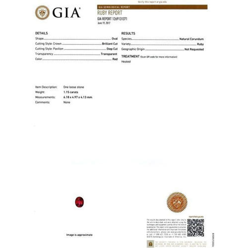 GIA Certified 1.15 ct. Ruby - BURMA, MYANMAR