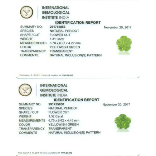 IGI Certified Set of 2 Flower Cut Peridots - PAKISTAN