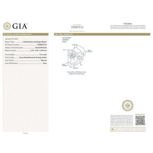 GIA Certified 1.01 ct. Fancy Color Round Diamond - UNTREATED
