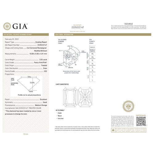 GIA Certified 2.03 ct. Fancy Pink Radiant Cut Diamond