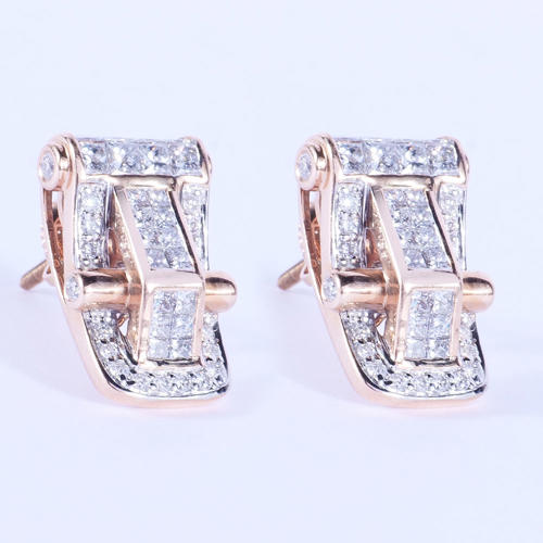 IGI Certified 14 K / 585 Rose Gold Diamond Earrings - 2.02 ct.