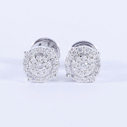 14 K / 585 White Gold Diamond Earring Studs - 0.88 ct.