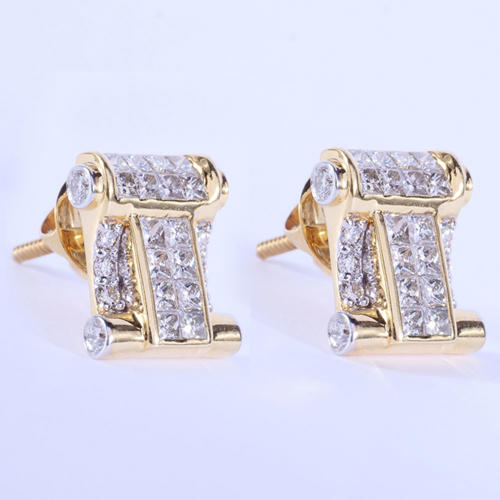 14 K / 585 Yellow Gold Diamond Earring Studs - 1.72 ct.
