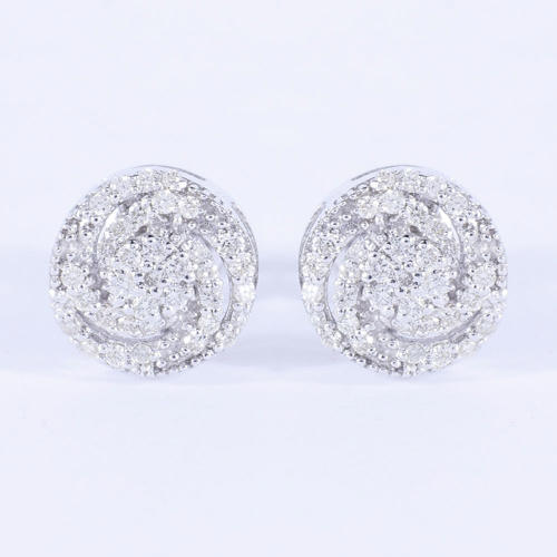 14 K / 585 White Gold Diamond Earring Studs - 0.55 ct.
