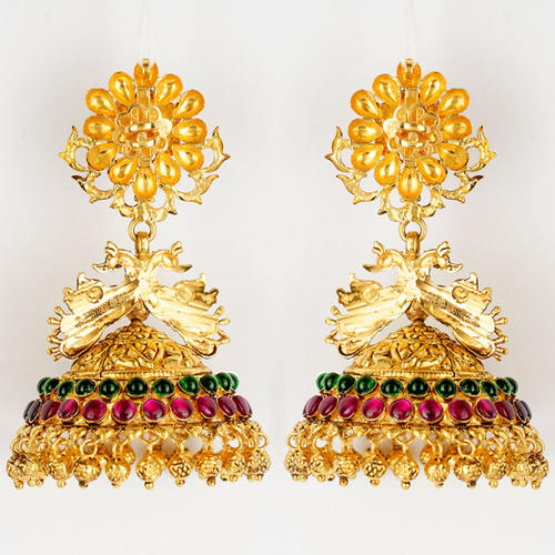 22 K Yellow Gold Long Chandelier Earrings - 18 ct.