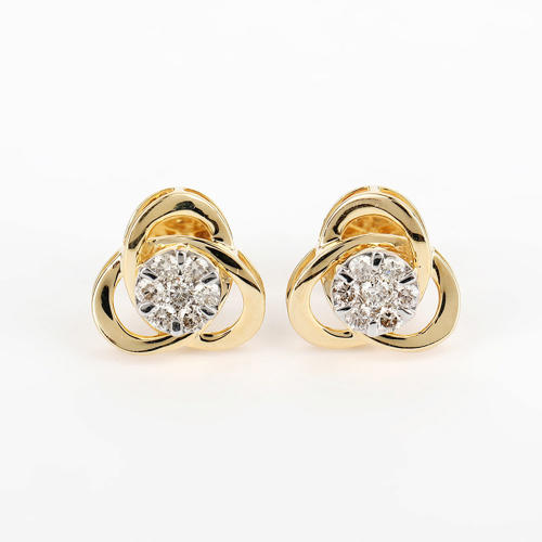 14 K / 585 Yellow Gold Diamond Earring Studs - 1.62 ct.
