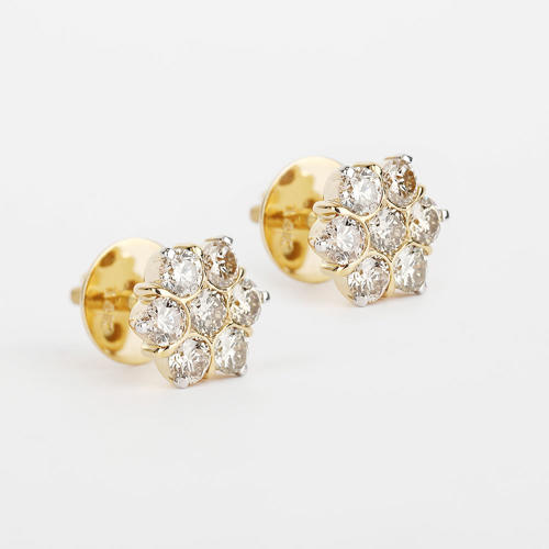 14 K / 585 Yellow Gold Diamond Earring Studs - 2.04 ct.