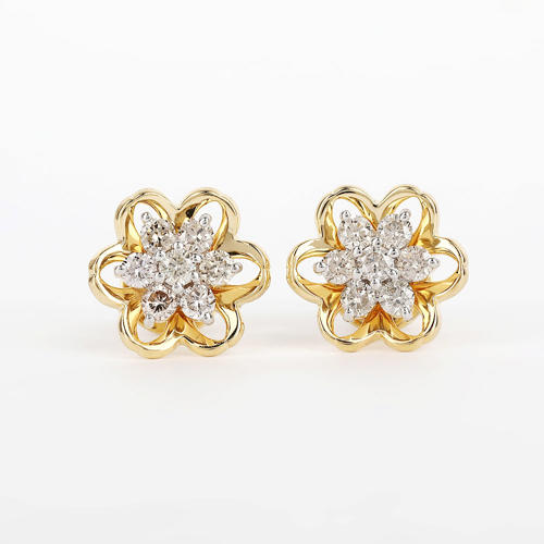 14 K /585 Yellow Gold Diamond Earring Studs - 1.75 ct.