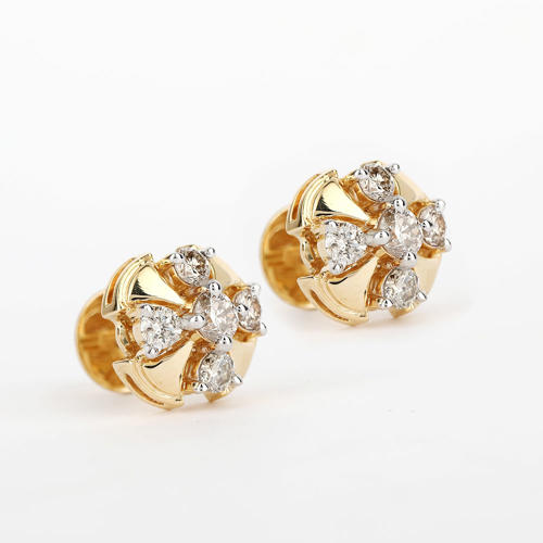 14 K / 585 Yellow Gold Diamond Earring Studs - 1.85 ct.