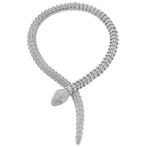 14 K / 585 White Gold Bvlgari Style Serpenti Diamond Necklace