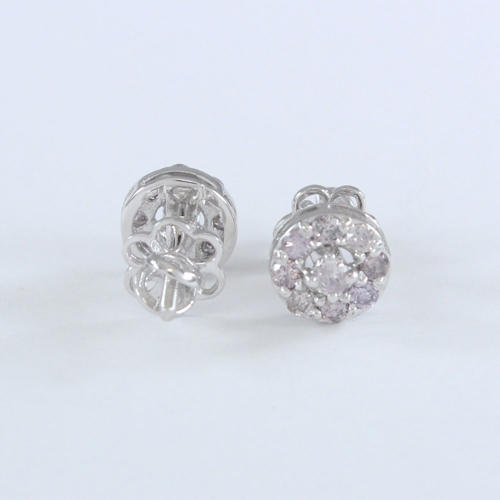 14 K /585 White Gold Pendant and Earrings with Pink Diamonds