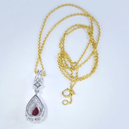 14 K / 585 White & Yellow Gold Ruby & Diamond Pendant