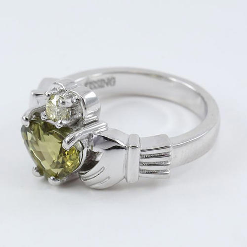 14 K White Gold Alexandrite (IGI Cert) & Diamond Ring