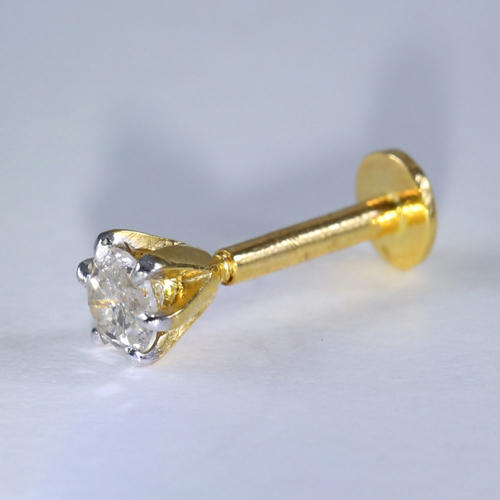14 K / 585 Yellow Gold Diamond Ear Studs / Nose Pin