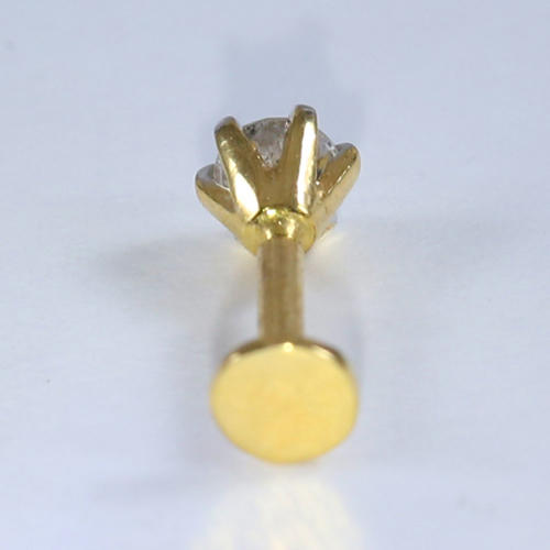 14 K / 585 Yellow Gold Diamond Ear Studs / Nose Pin