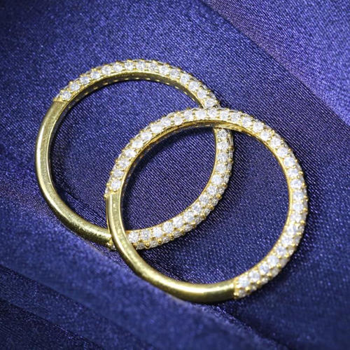 14 K / 585 Set of 2 Yellow Gold Diamond Band Rings
