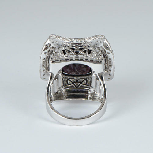 14 K / 585 White Gold Spinel (GIA Certified) & Diamond Ring